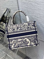 Kitlife Dior Small Book Tote Blue Toile de Jouy Stripes Embroidery - 26x8x22cm - 4