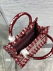 Kitlife Dior Small Book Tote Burgundy Dior Oblique Embroidery - 26x8x22cm - 3