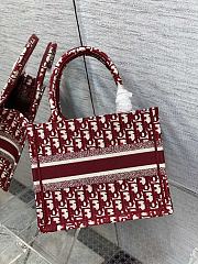 Kitlife Dior Small Book Tote Burgundy Dior Oblique Embroidery - 26x8x22cm - 2