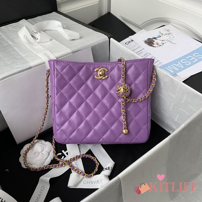 Kitlife Chanel 22s Hobo Pearl Purple Bag - AS3259 - 16×19.5×8.5cm - 1