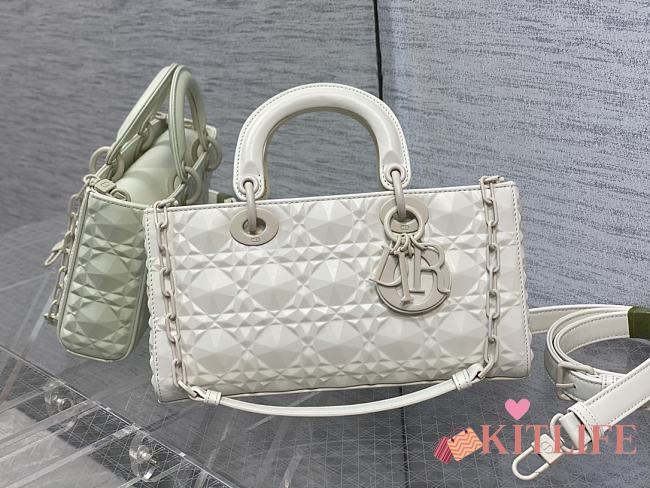 Kitlife Dior Lady White Cannage Calfskin with Diamond Motif - 26x5x13.5cm - 1