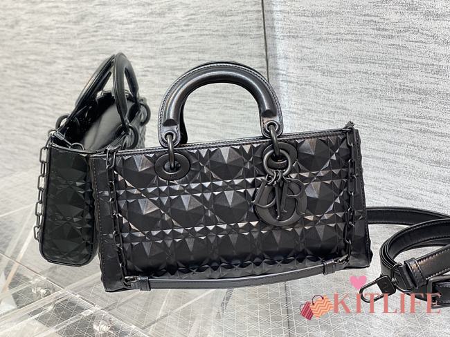Kitlife Dior Lady Black Cannage Calfskin with Diamond Motif - 26x5x13.5cm - 1