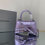 Kitlife Balenciaga WOMEN'S HOURGLASS XS HANDBAG METALLIZED CROCODILE EMBOSSED IN PURPLE - 19x8x21cm - 1