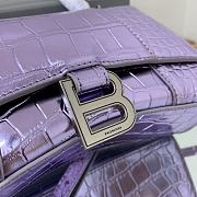 Kitlife Balenciaga WOMEN'S HOURGLASS XS HANDBAG METALLIZED CROCODILE EMBOSSED IN PURPLE - 19x8x21cm - 3