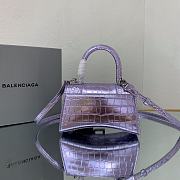 Kitlife Balenciaga WOMEN'S HOURGLASS XS HANDBAG METALLIZED CROCODILE EMBOSSED IN PURPLE - 19x8x21cm - 2