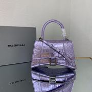 Kitlife Balenciaga WOMEN'S HOURGLASS XS HANDBAG METALLIZED CROCODILE EMBOSSED IN PURPLE - 23x10x24cm - 1