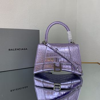 Kitlife Balenciaga WOMEN'S HOURGLASS XS HANDBAG METALLIZED CROCODILE EMBOSSED IN PURPLE - 23x10x24cm