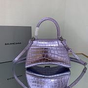 Kitlife Balenciaga WOMEN'S HOURGLASS XS HANDBAG METALLIZED CROCODILE EMBOSSED IN PURPLE - 23x10x24cm - 3