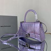 Kitlife Balenciaga WOMEN'S HOURGLASS XS HANDBAG METALLIZED CROCODILE EMBOSSED IN PURPLE - 23x10x24cm - 5