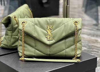 Kitlife YSL Medium Louou Puffer in Lambskin Green Bag - 29x17x11cm