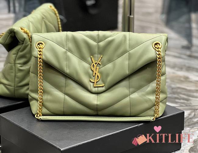 Kitlife YSL Large Louou Puffer in Lambskin Green Bag - 35x23x13.5cm - 1