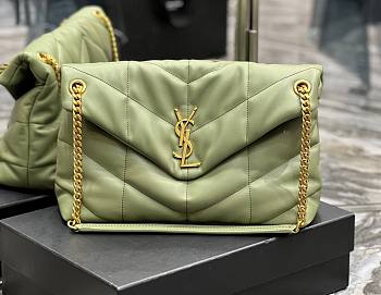 Kitlife YSL Large Louou Puffer in Lambskin Green Bag - 35x23x13.5cm