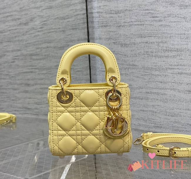 Kitlife Dior Micro Lady Yellow Cannage Lambskin - 12x10x5cm - 1