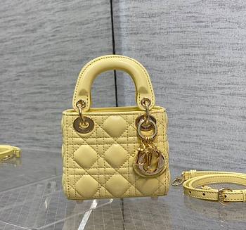 Kitlife Dior Micro Lady Yellow Cannage Lambskin - 12x10x5cm