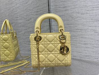 Kitlife Dior Mini Lady Yellow Cannage Lambskin - 17cm