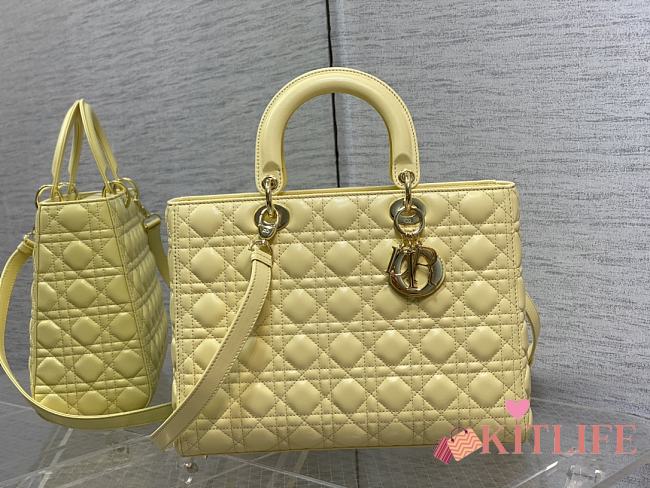 Kitlife Dior Large Lady Yellow Cannage Lambskin - 32 x 25 x 11 cm - 1