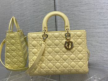 Kitlife Dior Large Lady Yellow Cannage Lambskin - 32 x 25 x 11 cm