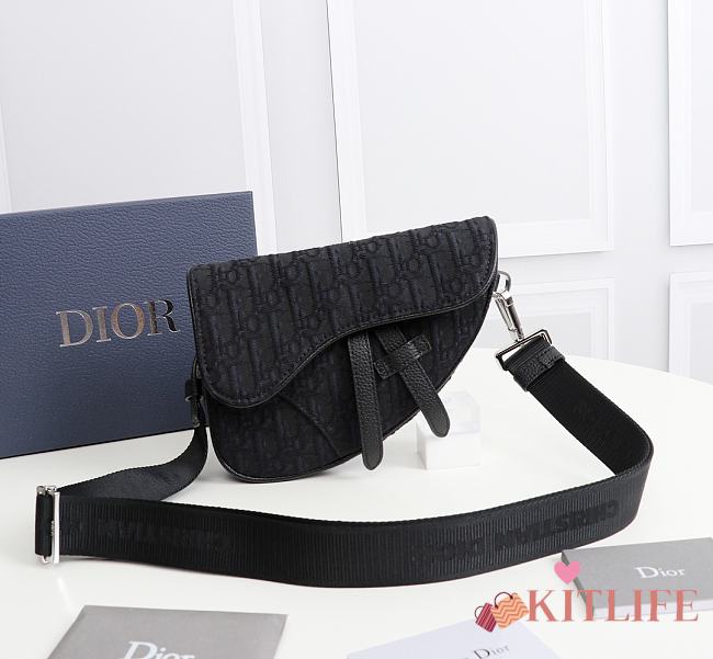 Kitlife Dior Saddle Bag Black Dior Oblique Jacquard - 21cm x 16cm x 3cm - 1