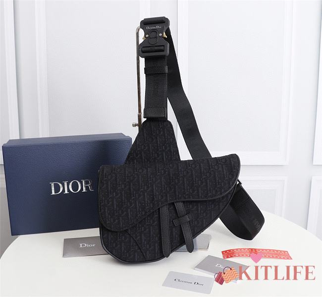 Kitlife Dior Saddle Bag Black Dior Oblique Jacquard - 20 x 28.6 x 5 cm - 1