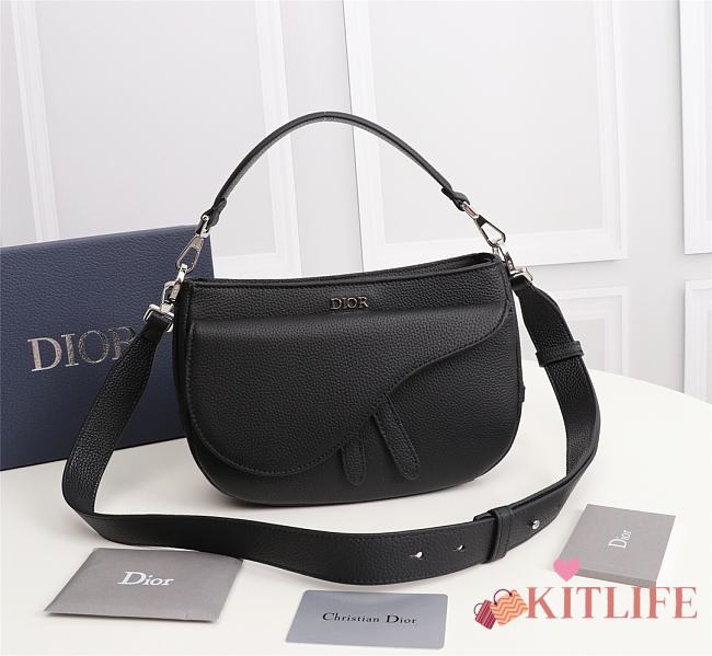 Kitlife Dior Saddle Soft Bag Black Grained Calfskin - 24x 17.5 x 7.5cm - 1