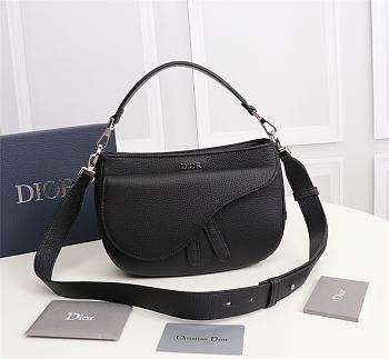 Kitlife Dior Saddle Soft Bag Black Grained Calfskin - 24x 17.5 x 7.5cm