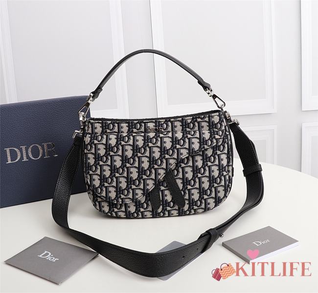 Kitlife Dior Saddle Soft Bag Beige and Black Dior Oblique Jacquard - 24x 17.5 x 7.5cm - 1