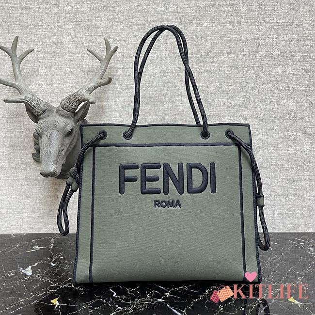 Kitlife Fendi Roma Tote Canvas Bag Green - 41x31x14cm - 1