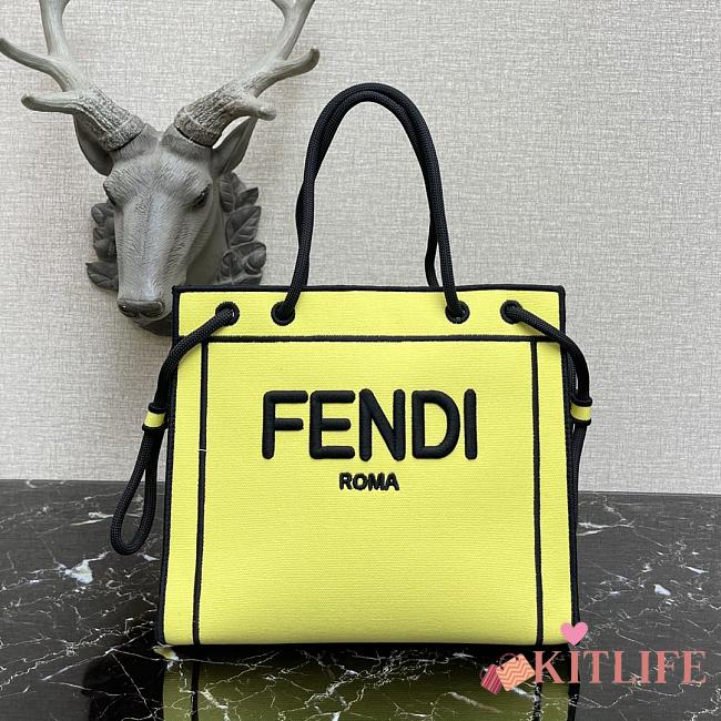 Kitlife Fendi Roma Tote Canvas Bag Yellow - 41x31x14cm - 1