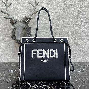 Kitlife Fendi Roma Tote Canvas Bag Black - 41x31x14cm