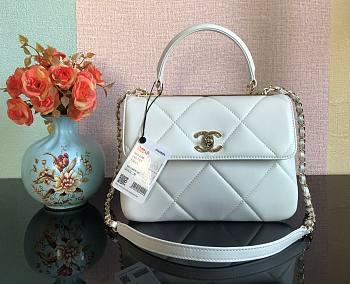 Kitlife Chanel Trendy CC Large Plaid White Bag With Gold Hardware - 25cmX15cmX17cm