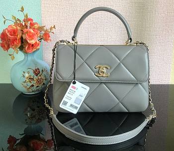 Kitlife Chanel Trendy CC Large Plaid Gray Bag With Gold Hardware - 25cmX15cmX17cm