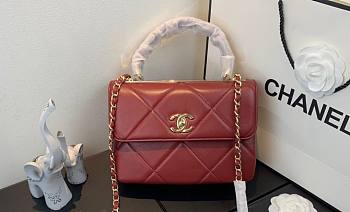 Kitlife Chanel Trendy CC Large Plaid Red Bag With Gold Hardware - 25cmX15cmX17cm