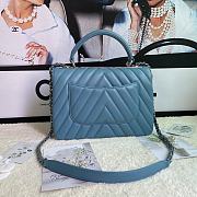 Kitlife Chanel Trendy CC Chevron Blue Bag With Silver Hardware - 25×12×17CM - 6