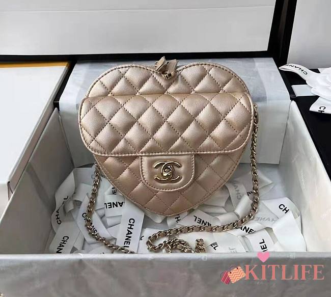 Kitlife Chanel Heart Bag Lambskin Gold- AS3191 - 18x17x6.5cm - 1