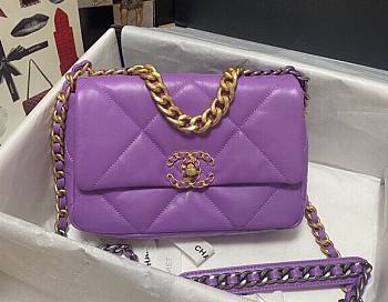 Kitlife Chanel 19 Purple Flap Bag Medium - 26x16x9cm