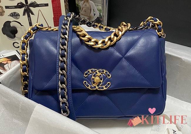 Kitlife Chanel 19 Dark Blue Flap Bag Medium - 26x16x9cm - 1