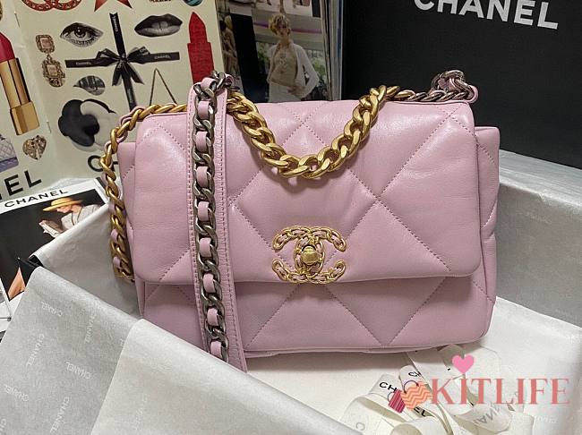 Kitlife Chanel 19 Pink Flap Bag Medium - 26x16x9cm - 1