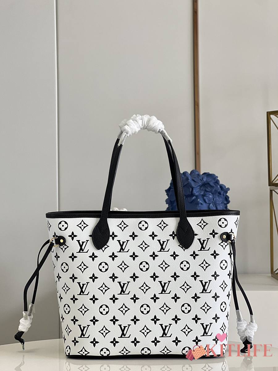 Louis Vuitton Neverfull Black White Empriente Leather M46103