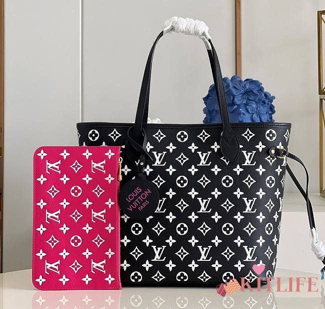 Louis Vuitton Neverfull Black White Empriente Leather M46103