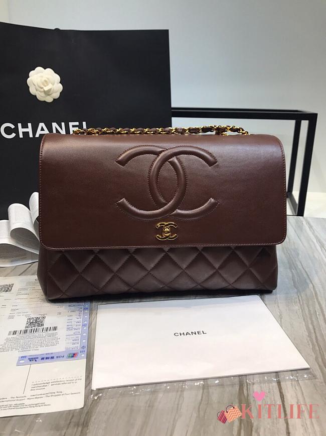 Kitlife Chanel Flap Bag Double Chain Burgundy - 92233 - 33x11x23cm - 1