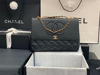 Kitlife Chanel Flap Bag Double Chain Black Smooth Leather - 92233 - 33x11x23cm