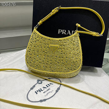 Kitlife Prada Cleo satin bag with appliqués Yellow - 22x18.5x4.5cm