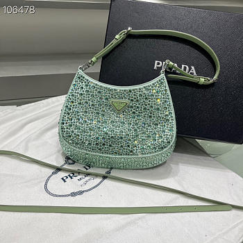 Kitlife Prada Cleo satin bag with appliqués Green - 22x18.5x4.5cm