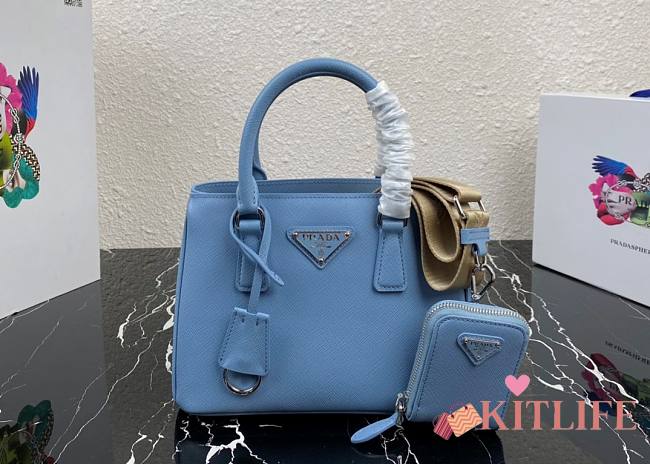 Prada Galleria Saffiano Leather Mini Bag Cloud Blue - 1BA296 – 23x16.5x10 cm - 1