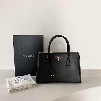 Kitlife Prada Galleria Saffiano black leather medium bag - 1BA863 - 28x19.5x12cm