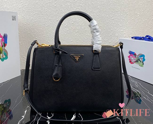 Kitlife Prada Galleria Saffiano black leather large bag - 1BA274 - 32×24×14cm - 1