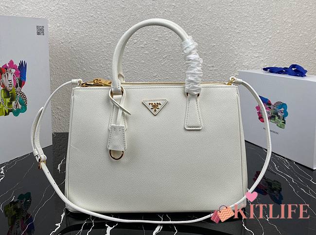 Kitlife Prada Galleria Saffiano white leather large bag - 1BA274 - 32×24×14cm - 1