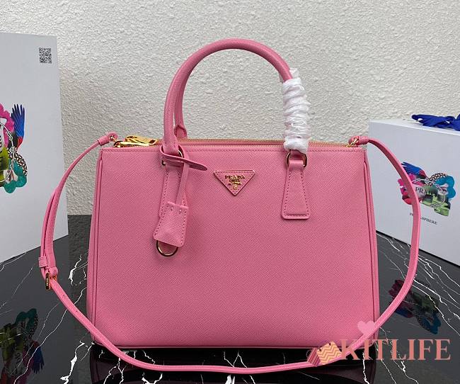 Kitlife Prada Galleria Saffiano pink leather large bag - 1BA274 - 32×24×14cm - 1