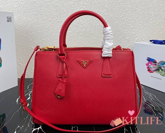 Kitlife Prada Galleria Saffiano red leather large bag - 1BA274 - 32×24×14cm - 1