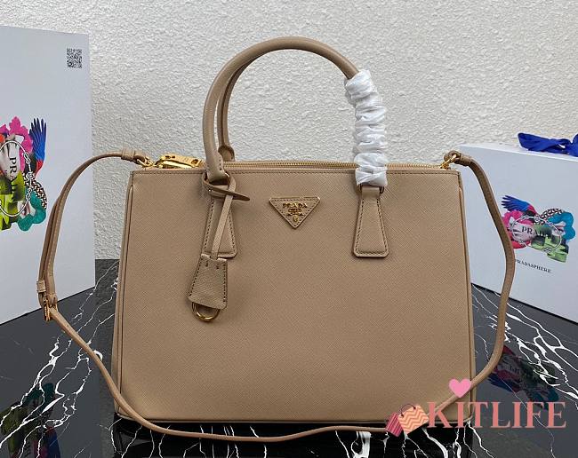 Kitlife Prada Galleria Saffiano beige leather large bag - 1BA274 - 32×24×14cm - 1